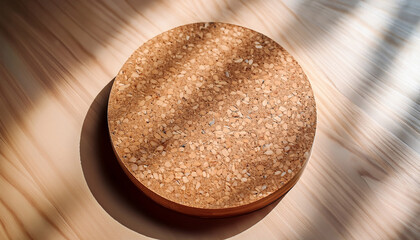 Natural Cork Coaster Round Textured And Eco Friendly Generative Ai