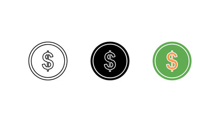 Three dollar signs in different colors
