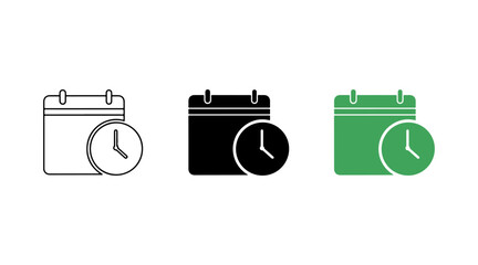 Set of calendar and clock icons