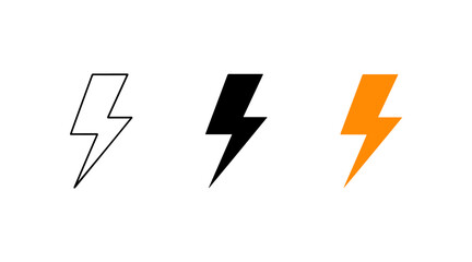 Three lightning bolts in different colors