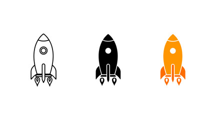 Vector of rocket icon set, Three colorful rockets