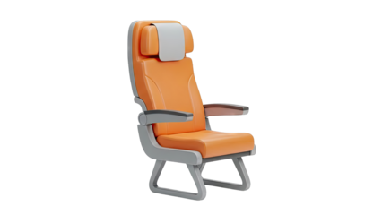 Modern Orange Airplane Seat with Adjustable Headrest