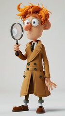 3d cartoon character Of an orange-haired detective
