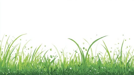 Fototapeta premium Green Grass Landscape: A vibrant, fresh, and detailed vector image presents a lush field of grass, perfect for adding a touch of natural beauty to various design projects.