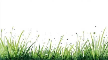 Fototapeta premium Lush Grass Illustration: A captivating depiction of vibrant, verdant blades of grass dances gracefully, inviting a sense of serenity and connection with the natural world.