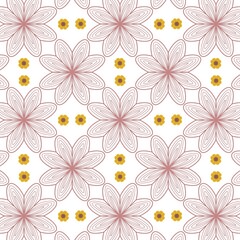 Obraz premium Seamless Floral Line Art Pattern on White Background