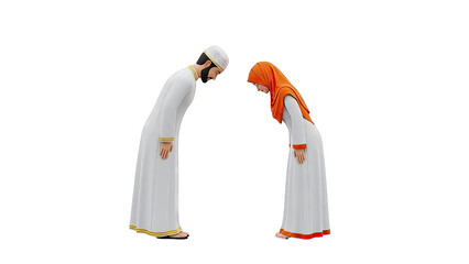 Muslim Couple Bowing to Each Other