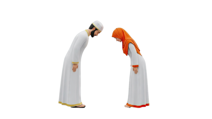 Muslim Couple Bowing to Each Other