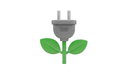 Green Energy Concept: Electrical Plug with Leaves
