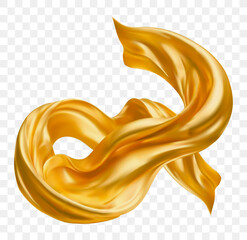 Golden fabric against a white background golden silk flags fluttered majestically during the grand opening ceremony