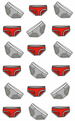 Red and grey underwear pattern icon fashion accessories isolated on white 