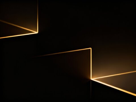 Geometric Light Patterns and Shadows on a Dark Background: Abstract Visualization