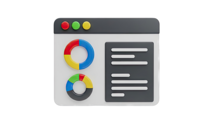 3D Icon of a Dashboard with Charts and Data