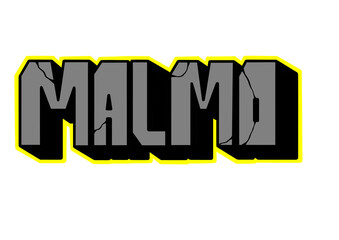 textured graffiti blockbuster style letter MALMO city name isolated design