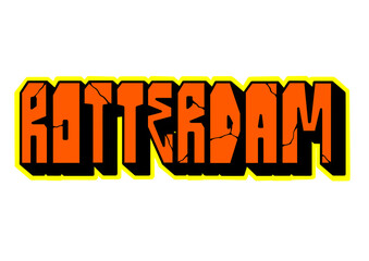 textured graffiti blockbuster style letter ROTTERDAM city name isolated design