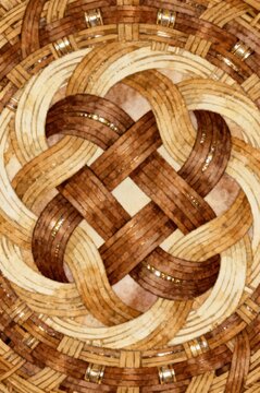 Intricate interwoven design resembling a decorative pattern with a circular arrangement