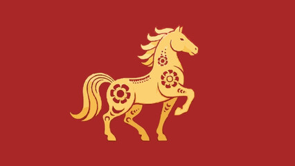 Golden horse vector illustration