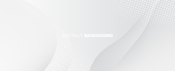 Abstract White Gray Halftone Dots Background with Soft Curves and Minimal Modern Design. Modern creative trendy design in vector illustration