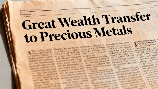 Newspaper headline announcing a significant global shift in financial assets towards tangible