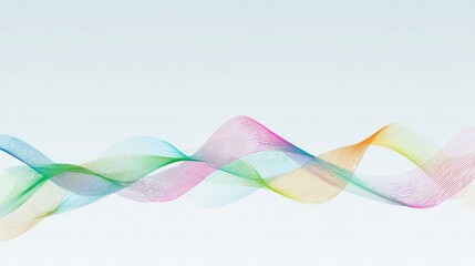 Colorful ribbons elegantly curved against a light blue backdrop, evoking abstract movement