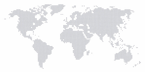A dotted world map illustration showcasing global geography and international connections