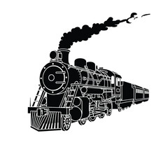 Steam locomotive train silhouette vector illustration © Ishara sandeepa