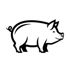 Obraz premium Simple Black and White Pig Illustration.