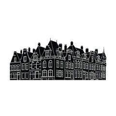 Fototapeta premium Traditional Dutch houses row silhouette vector