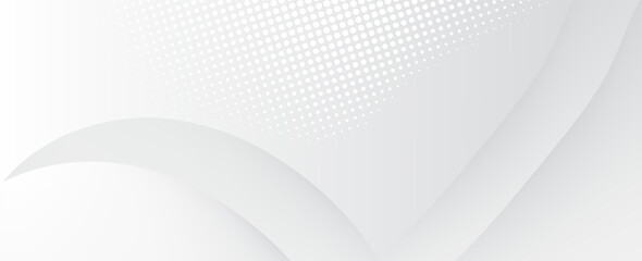 Abstract White Gray Halftone Dots Background with Soft Curves and Minimal Modern Design. Modern Trendy design in Vector Illustration