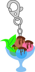 Ice Cream Sundae Keychain Charm
