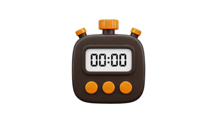3D Render of a Digital Stopwatch with Orange Accents