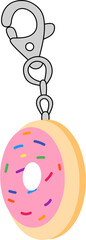 Sweet Pink Donut with Colorful Sprinkles Keychain 
