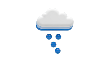 Cloud with blue raindrops icon