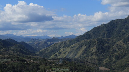 Fototapeta premium mountain panorama photo from the roadside, Enrekang Indonesia location.