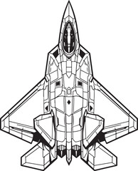 Modern Stealth Style Fighter Jet Top View Technical Illustration