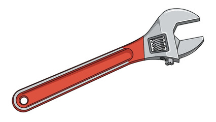 Obraz premium Adjustable Wrench Hand Tool Illustration on White Background