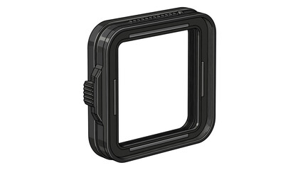 Black protective device case with side buttons and textured top edge on white