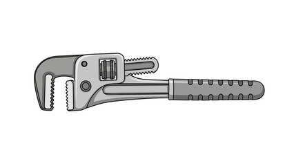 A graphic illustration of a grey pipe wrench, an essential plumbing tool.