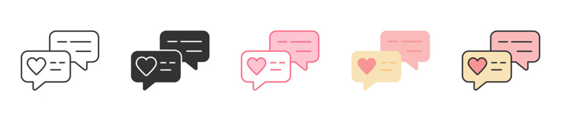 Fototapeta premium Love Message Icon Set Multiple Style Collection