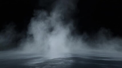 Mysterious smoke rising from dark surface in dramatic atmosphere