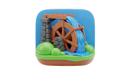 Cartoon Water Wheel