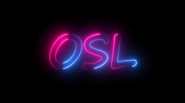 flickering neon osl text animation. neon sign that flickers and glows with OSL