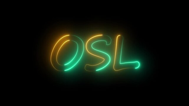 flickering neon osl text animation. neon sign that flickers and glows with OSL