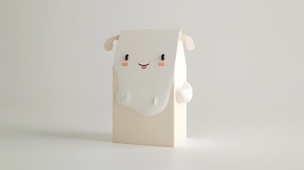 simple watercolor milk carton with cute face