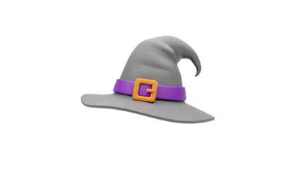 Cartoon Witch Hat with Purple Band and Orange Buckle
