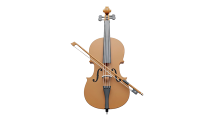 Cello with Bow on White Background