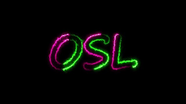 flickering neon osl text animation. neon sign that flickers and glows with OSL