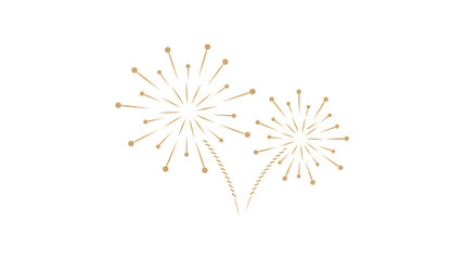 Fototapeta premium Fireworks Explosions in Golden Light on White Background for Celebration