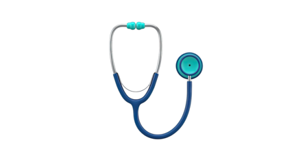 3D render of a blue and teal stethoscope on a white background