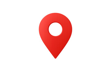 Red 3d map pin marking exact location, finding route, and setting destination point with transparent background